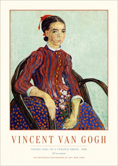 Van Gogh Young Girl in a Striped Dress, 1888 No1 - Affiche