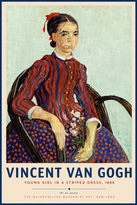 Van Gogh Young Girl in a Striped Dress, 1888 No4 - Affiche