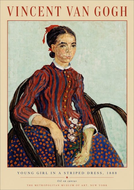 Van Gogh Young Girl in a Striped Dress, 1888 No5 - Affiche