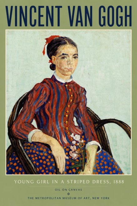 Van Gogh Young Girl in a Striped Dress, 1888 No6 - Affiche