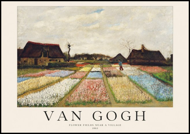 Van Gogh Flower Fields Near a Village No1 - Affiche