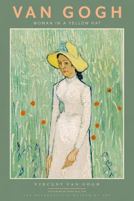 Van Gogh Woman in a Yellow Hat No2 - Affiche