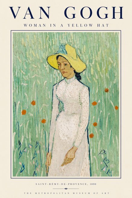 Van Gogh Woman in a Yellow Hat No3 - Affiche