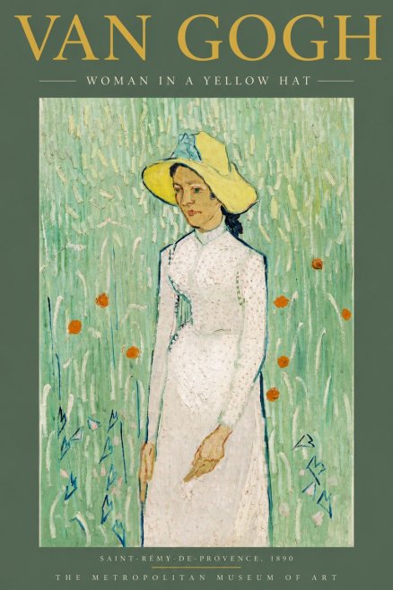 Van Gogh Woman in a Yellow Hat No4 - Affiche