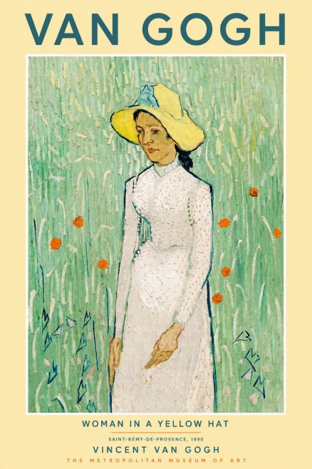 Van Gogh Woman in a Yellow Hat No5 - Affiche