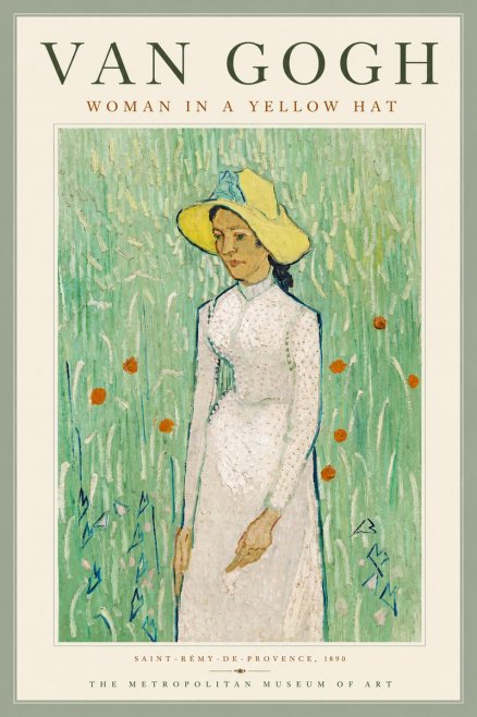 Van Gogh Woman in a Yellow Hat No6 - Affiche