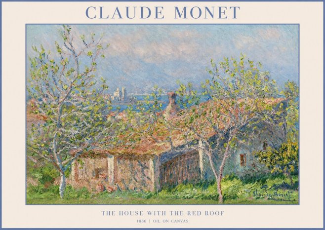 Monet The House with the Red Roof No1 - Affiche