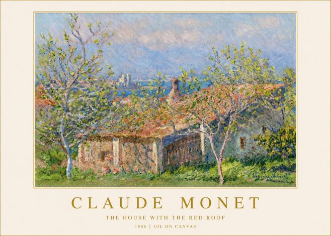 Monet The House with the Red Roof No2 - Affiche