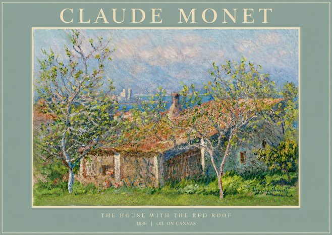 Monet The House with the Red Roof No4 - Affiche