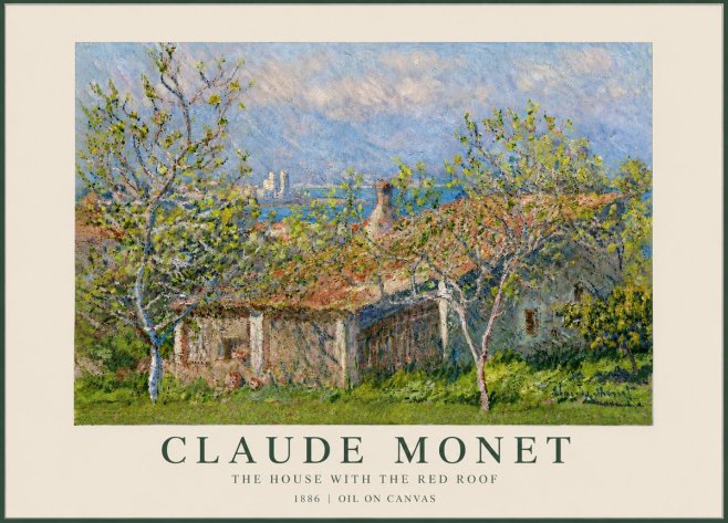 Monet The House with the Red Roof No6 - Affiche