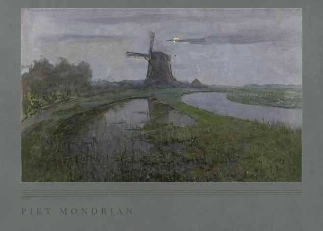 Piet Mondrian Windmill by the Water II No2 - Affiche