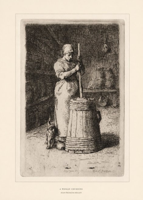 Jean-François Millet A Woman Churning No6 - Affiche
