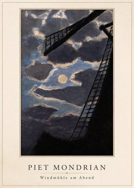 Piet Mondrian Windmühle Am Abend II No3 - Affiche