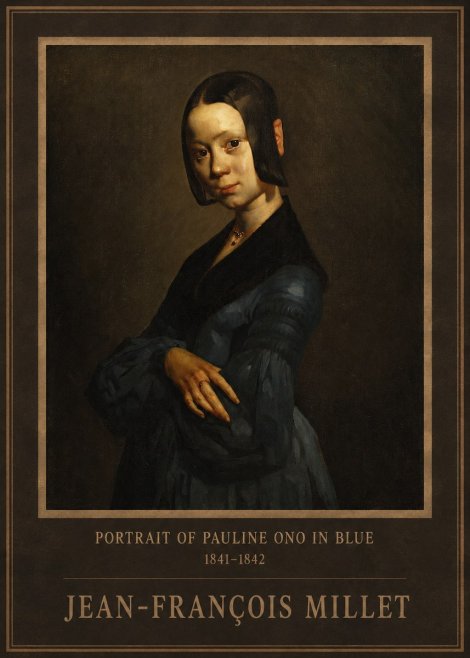 Jean-François Millet Portrait of Pauline Ono in Blue No1 - Affiche