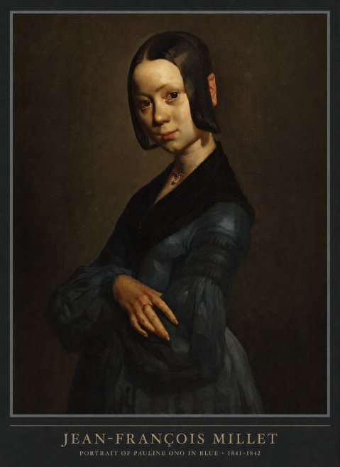 Jean-François Millet Portrait of Pauline Ono in Blue No6 - Affiche
