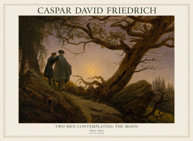 Caspar David Friedrich Two Men Contemplating the Moon II No1 - Affiche