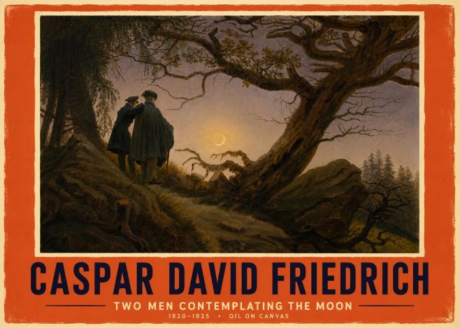 Caspar David Friedrich Two Men Contemplating the Moon II No4 - Affiche