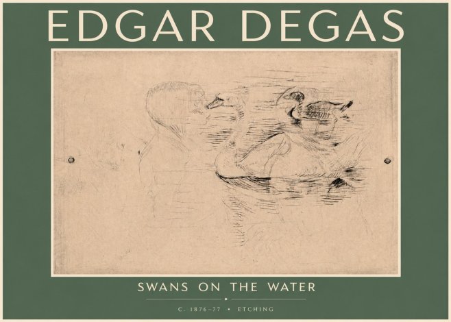 Edgar Degas Swans on the Water No4 - Affiche