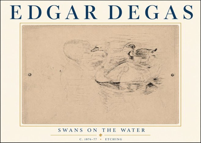 Edgar Degas Swans on the Water No6 - Affiche