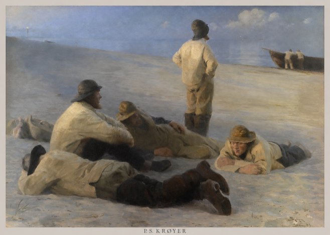P.S. Krøyer Fishermen on Skagen Beach No6 - Affiche