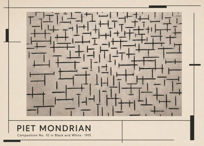 Piet Mondrian Composition No. 10 in Black and White No1 - Affiche