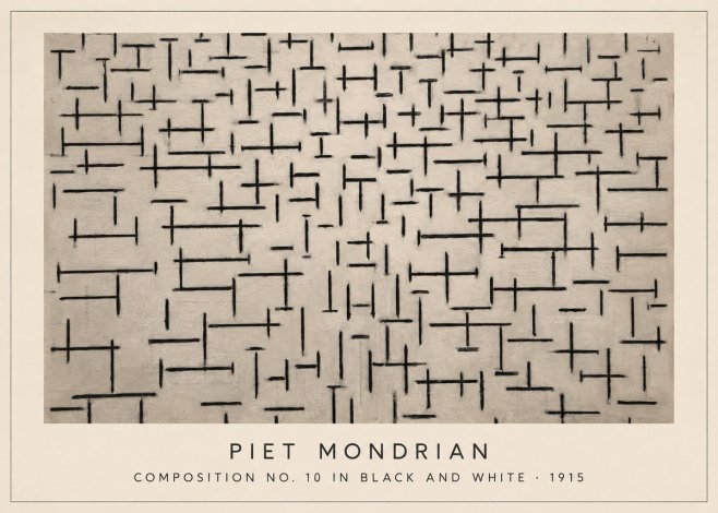 Piet Mondrian Composition No. 10 in Black and White No3 - Affiche