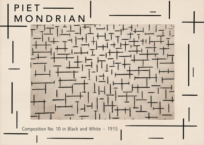 Piet Mondrian Composition No. 10 in Black and White No4 - Affiche