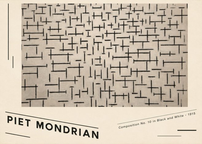 Piet Mondrian Composition No. 10 in Black and White No6 - Affiche