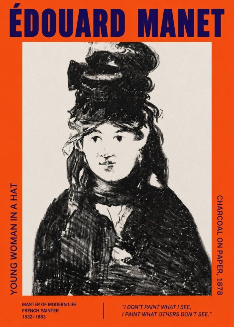 Édouard Manet Young Woman in a Hat III No2 - Affiche