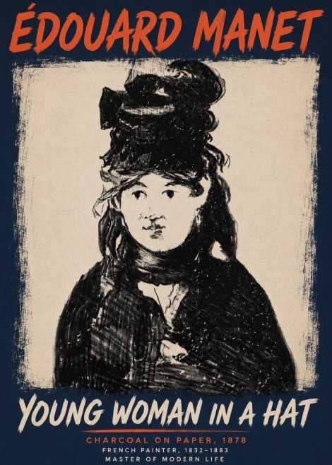 Édouard Manet Young Woman in a Hat III No4 - Affiche