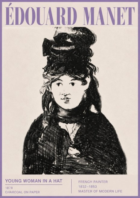 Édouard Manet Young Woman in a Hat III No5 - Affiche