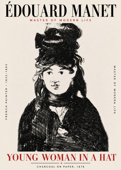 Édouard Manet Young Woman in a Hat III No6 - Affiche