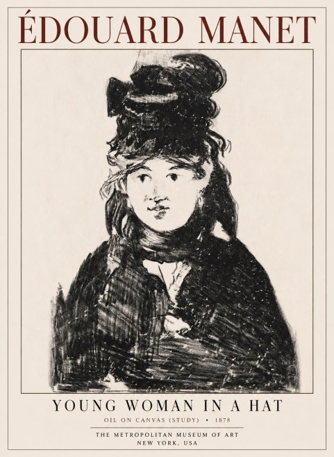 Édouard Manet Young Woman in a Hat IV No1 - Affiche