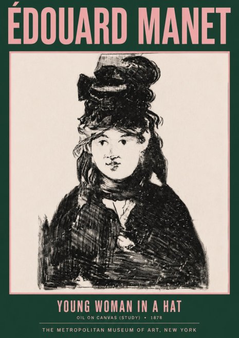 Édouard Manet Young Woman in a Hat IV No3 - Affiche