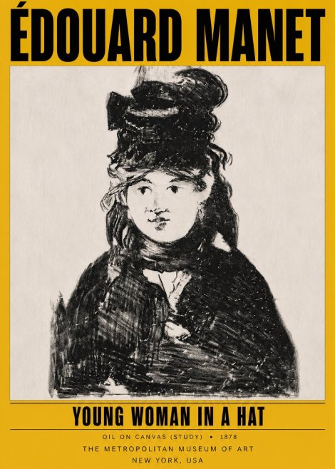Édouard Manet Young Woman in a Hat IV No4 - Affiche