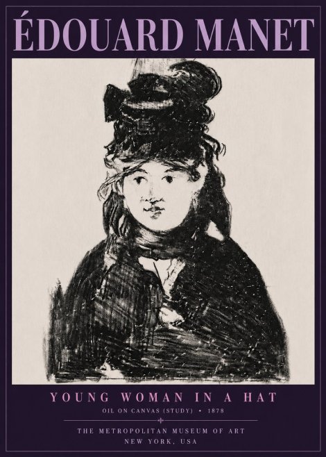 Édouard Manet Young Woman in a Hat IV No6 - Affiche