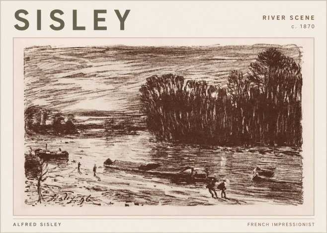 Sisley River Scene No3 - Affiche