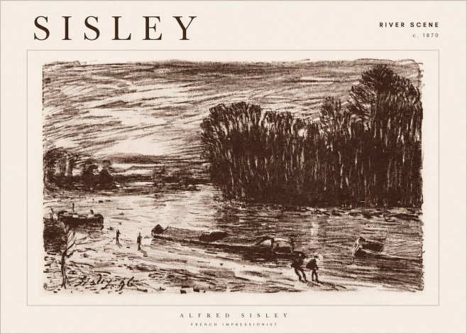 Sisley River Scene No4 - Affiche