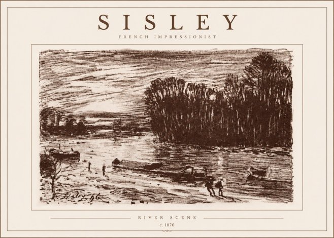 Sisley River Scene No5 - Affiche