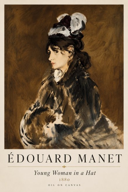 Édouard Manet Young Woman in a Hat V No1 - Affiche