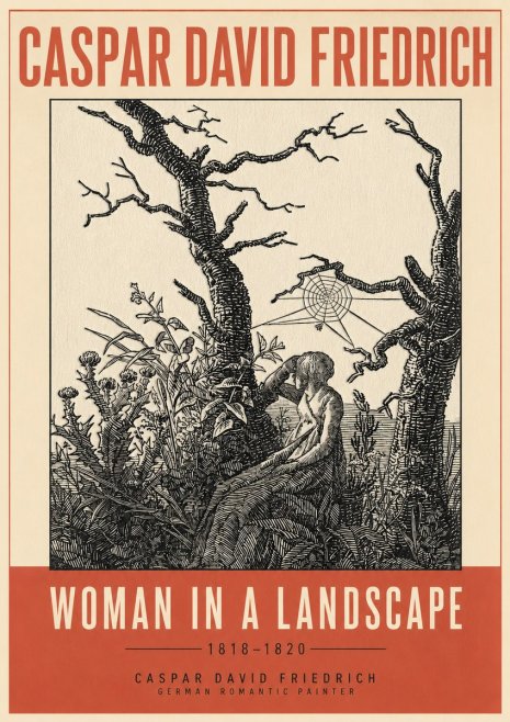 Caspar David Friedrich Woman in a Landscape No3 - Affiche
