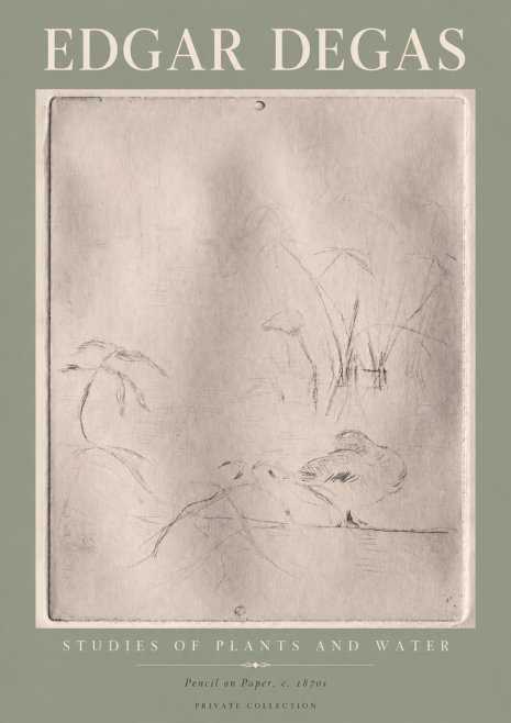 Edgar Degas Studies of Plants and Water No4 - Affiche