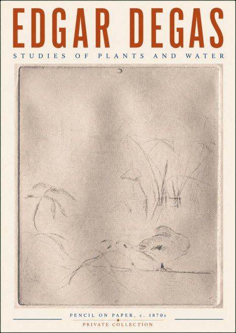 Edgar Degas Studies of Plants and Water No6 - Affiche