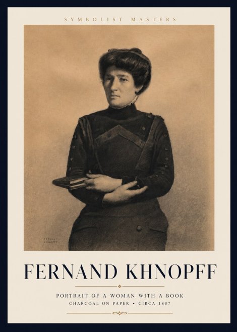 Fernand Khnopff Portrait of a Woman with a Book No3 - Affiche