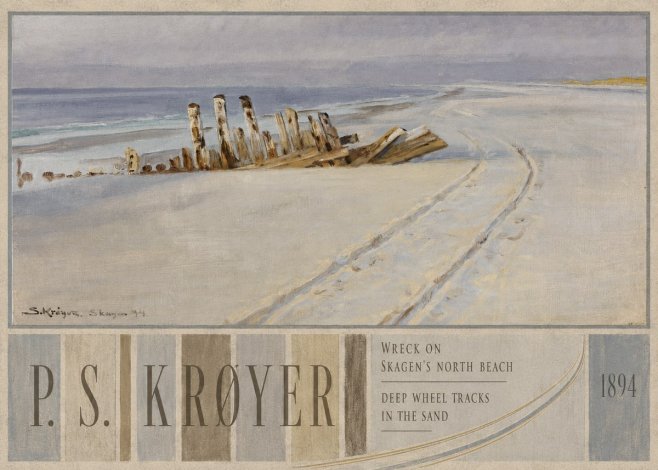 P.S. Krøyer Wreck on Skagen's North Beach. Deep Wheel Tracks in the Sand No3 - Affiche