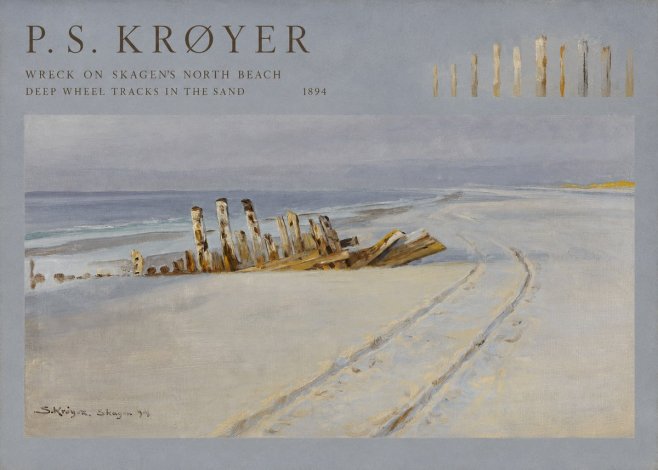 P.S. Krøyer Wreck on Skagen's North Beach. Deep Wheel Tracks in the Sand No4 - Affiche
