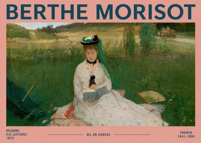 Berthe Morisot Reading (La Lecture) No2 - Affiche