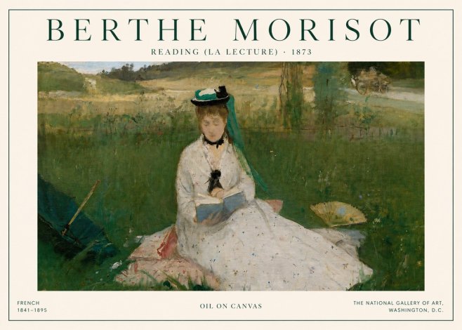 Berthe Morisot Reading (La Lecture) No3 - Affiche