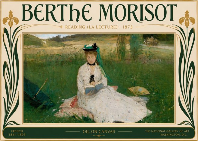 Berthe Morisot Reading (La Lecture) No5 - Affiche