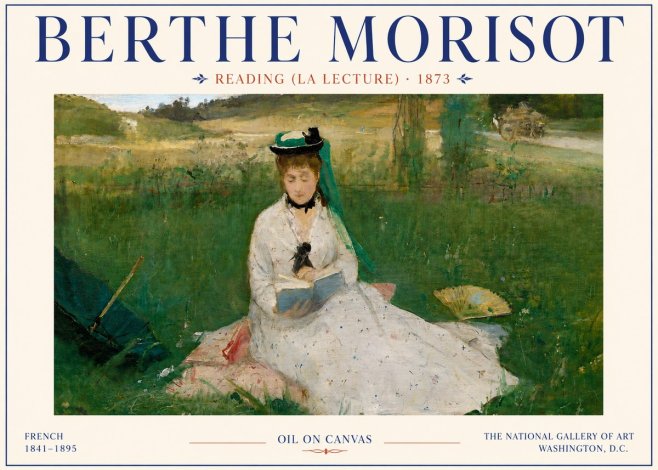 Berthe Morisot Reading (La Lecture) No6 - Affiche